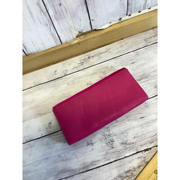 Gaofan Women's Fold Purse Long Pink Leather Wallet - Picture 1 of 3